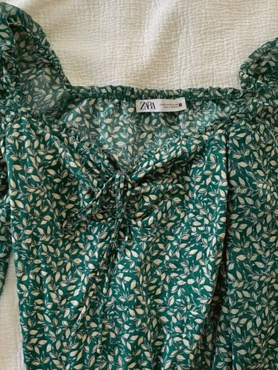 Zara Green Floral Off-Shoulder Dress - Picture 4 of 6
